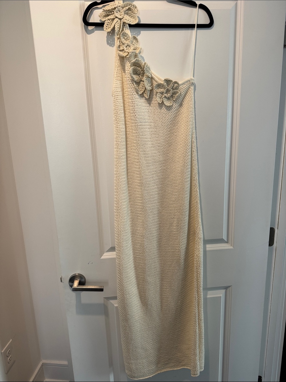 & Other Stories Cream One-Shoulder Crochet Maxi Dress
